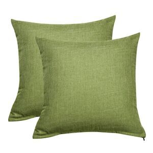 2pcs Linen Throw Pillow Covers Blank Cotton Square Cushion Cover Green